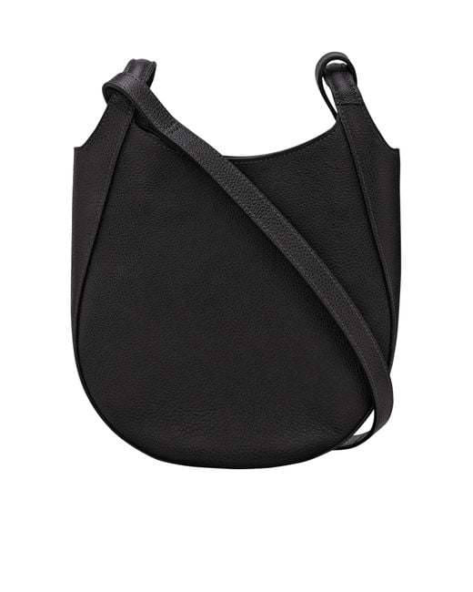 Longchamp Black Curved Leather Shoulder Bag