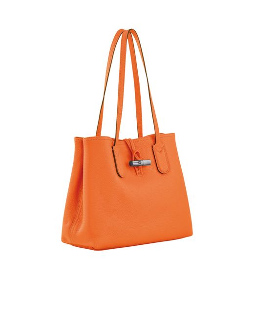 Longchamp Orange Double Handle And One Shoulder Bag
