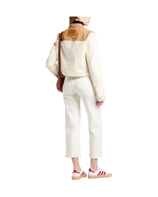 Marni Natural Two-Tone Denim Cropped Jacket