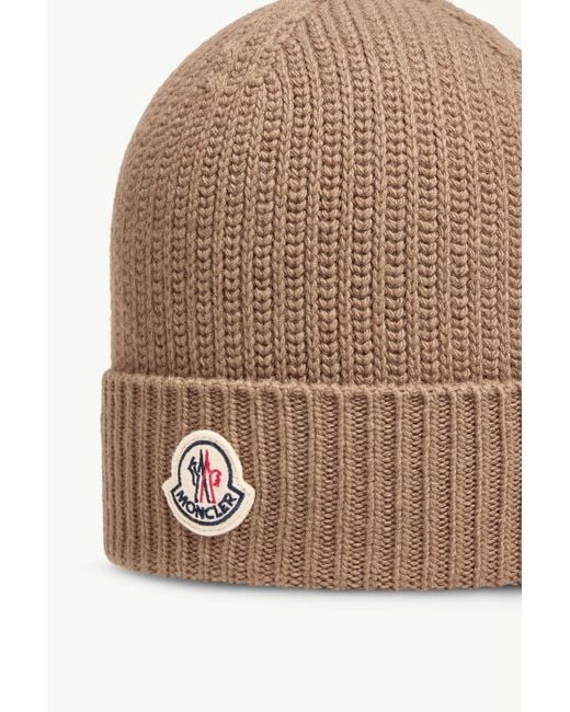 Moncler Brown Tricot Wool Blend Beanie for men