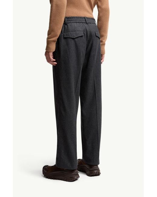 Moncler Gray Flannel Tailored Trousers for men