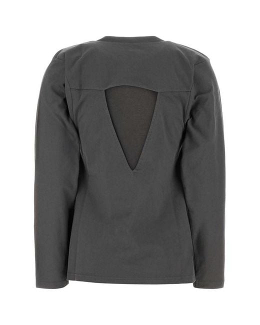 Jil Sander Gray Cutout-Back Long Sleeved T-Shirt