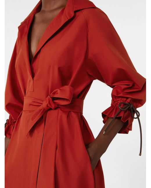 Max Mara Red Cotton Poplin Midi Shirt Dress