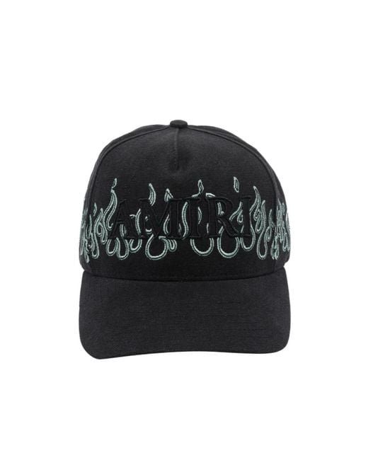 Amiri Black Flame-Embroidered Logo-Patch Baseball Cap for men