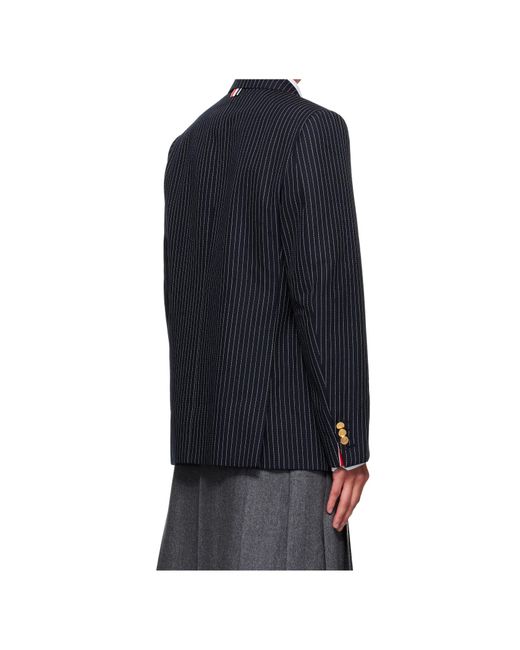 Thom Browne Blue Pinstripe Wool Blazer for men