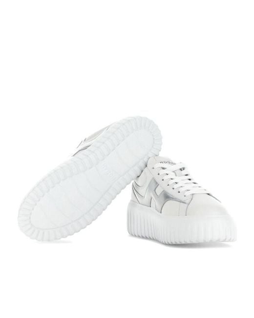 Hogan White H-Stripe Round Toe Sneakers