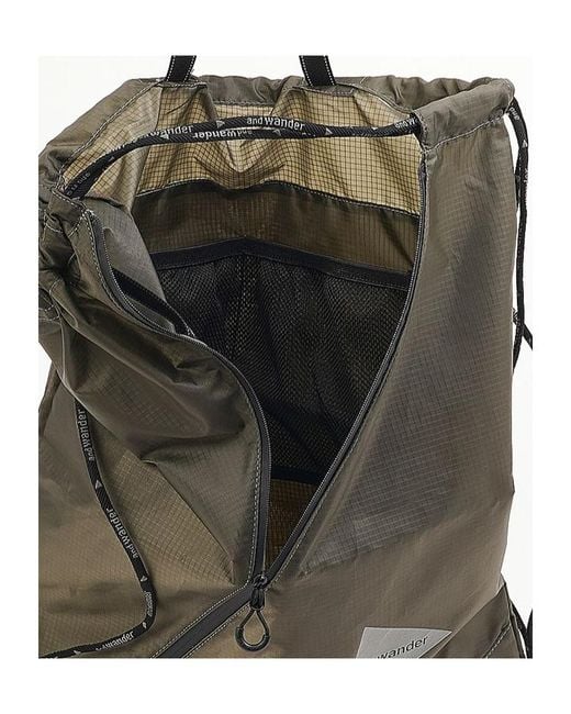 And Wander Green Drawstring Tote Bag for men
