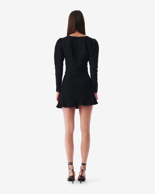 IRO Black Imae Striped Short V-Neck Blouse