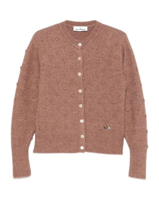 Vivienne Westwood Brown Orb Embroidered Cardigan for men