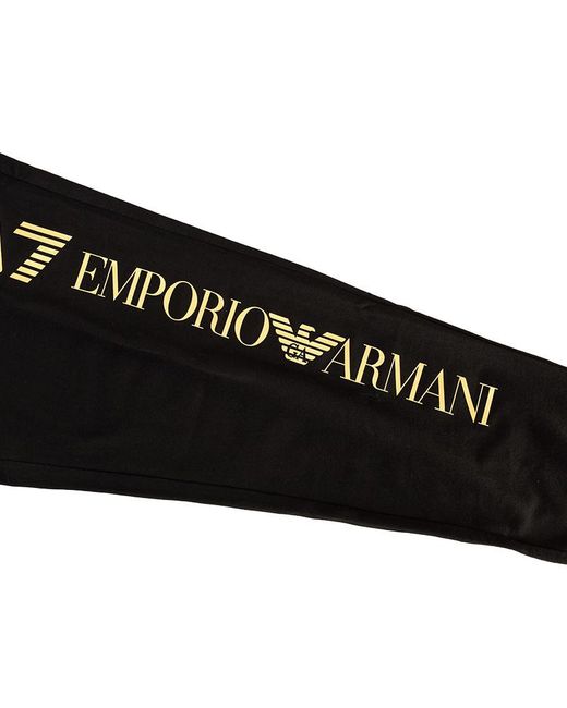 EA7 Black Logo Pattern Sweatpants for men