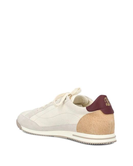 Brunello Cucinelli White Round-Toe Low-Top Sneakers for men