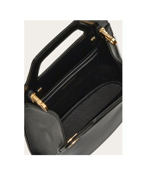Ferragamo Black Wanda Mini Top Handle Bag