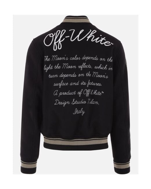 Off-White c/o Virgil Abloh Black Logo Detailed Bomber Jacket for men
