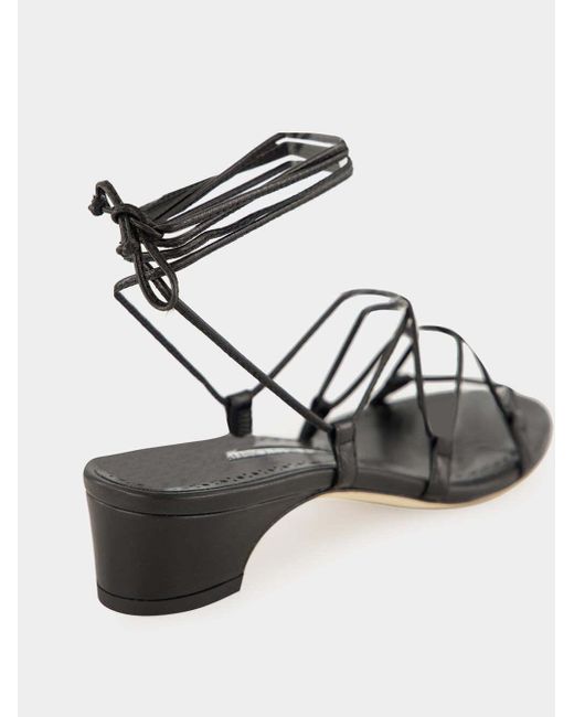Manolo Blahnik Black Cross-Strap Sandals