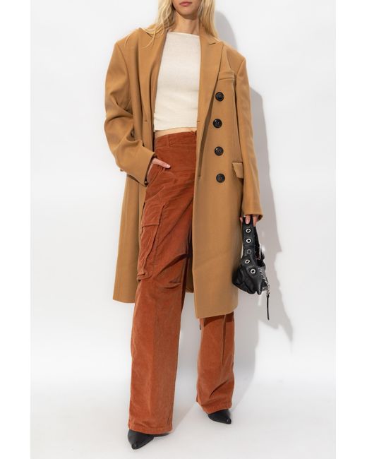 DSquared² Natural Double-Breasted Long-Sleeve Trench Coat