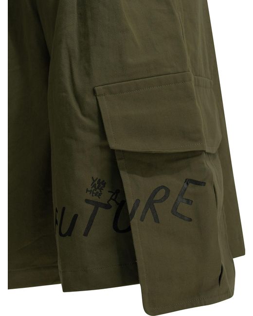 Comme des Garçons Green Comme Des Garçons Shirt Printed Cargo Shorts for men