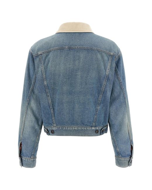 The Row Blue Lapel Long Sleeve Casual Jacket