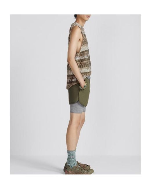 Dior Gray Homme Logo Patch Ribbed Shorts for men