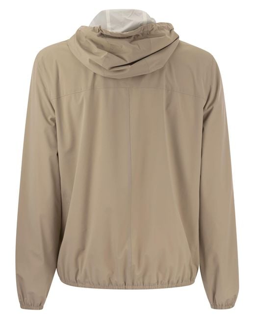 Brunello Cucinelli Brown Logo-Embroidered Zipped Hooded Windbreaker for men