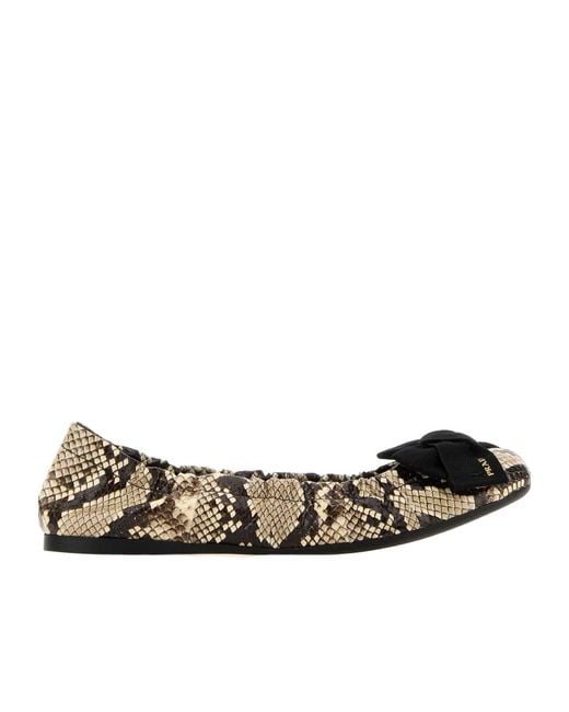 Prada Multicolor Embossed Bow-Detailed Ballerinas
