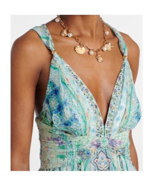 Camilla Blue Crystal-Embellished Silk Maxi Dress