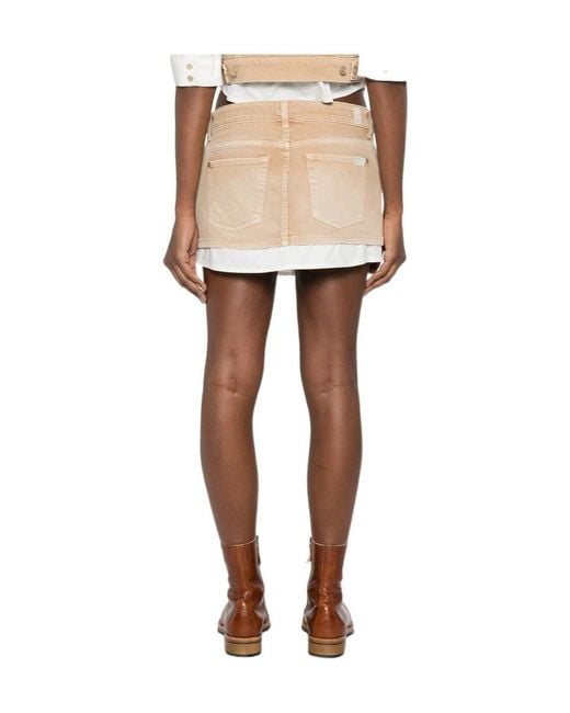 7 For All Mankind Natural Button-Fastening Mini Skirt