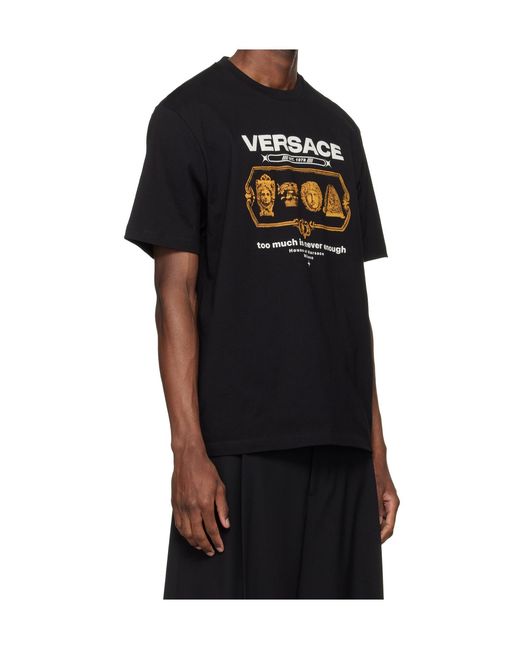 Versace Black Compact Cotton-Jersey T-Shirt for men