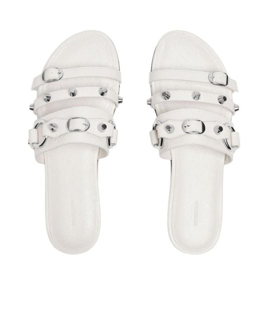 Balenciaga White Stud Detailed Slip-On Sandals