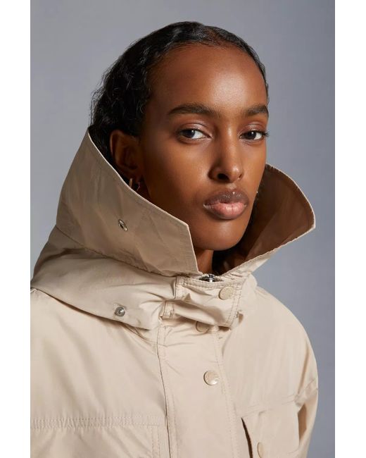 Moncler Natural Mantio Hooded Long Parka Jacket