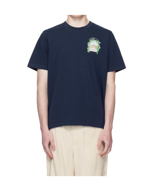Casablanca Blue Logo Crew Neck T-Shirt for men