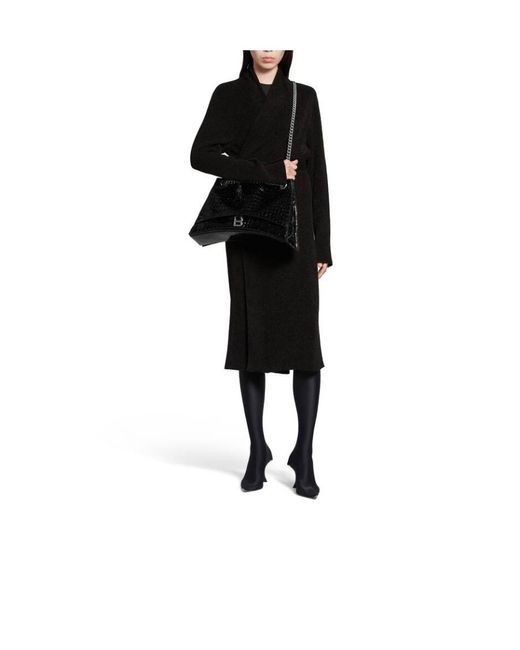 Balenciaga Black Crush Large Chain Bag Crocodile Embossed