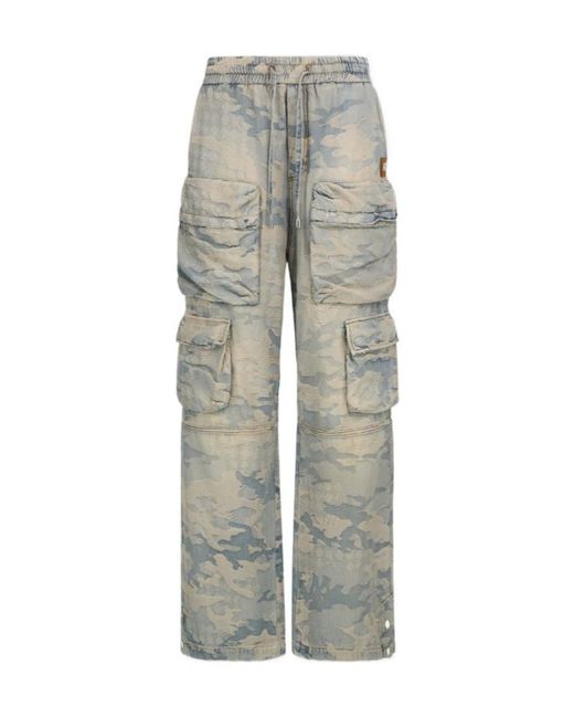 Amiri Gray Camo-Jacquard Baggy Cargo Jeans for men