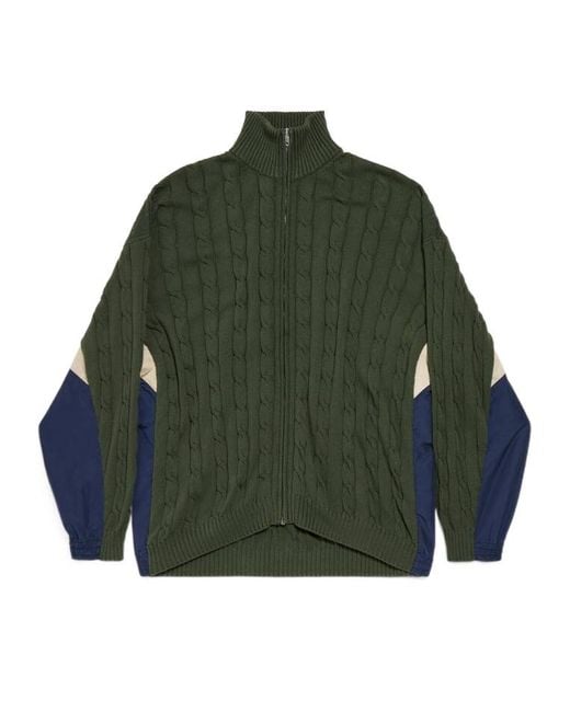 Balenciaga Green Panelled Zipped Cardigan for men