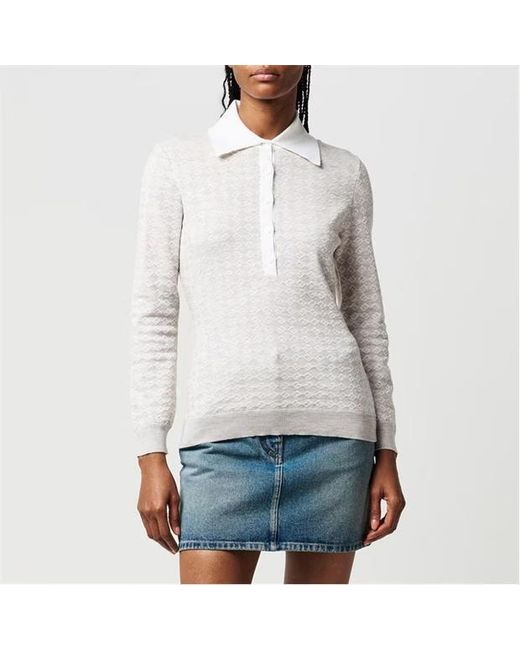 Givenchy White Polo Collar Sweater
