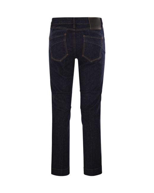 【送料&関税込】SportMax Logo Patch Low Waist Jeans Sportmax Logo Patch Low Waist Jeans in Blue | Lyst