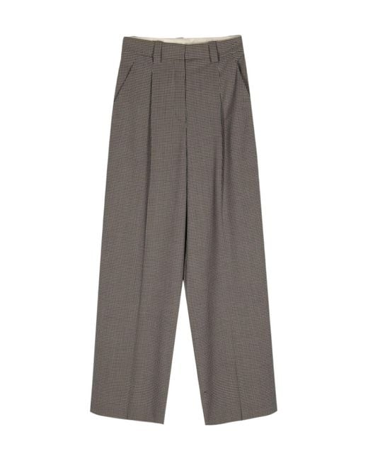 Alysi Gray Houndstooth Wide-Leg Trousers