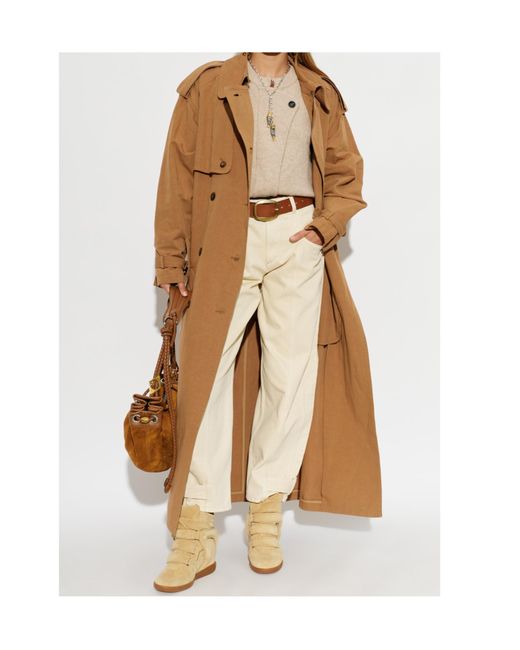 Isabel Marant Brown Violette Double-Breasted Trench Coat