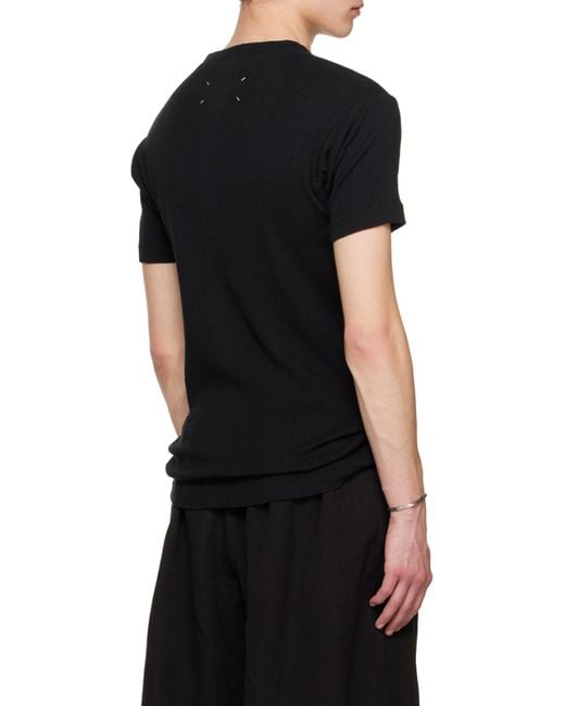 Maison Margiela Black Logo Patch Knitted T-Shirt for men
