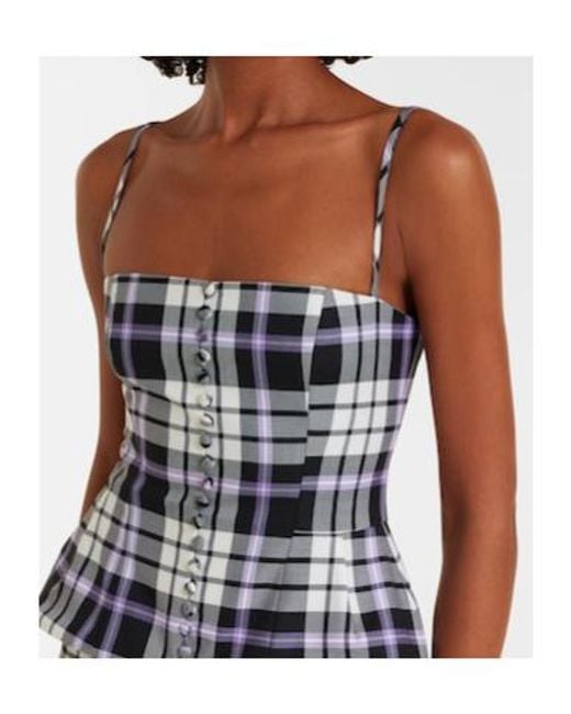 Carolina Herrera White Checked Trompe Lœil Wool Midi Dress