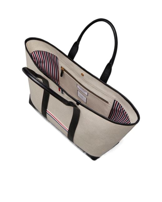 Thom Browne Black Medium Rwb Stripe Top Handle Bag for men