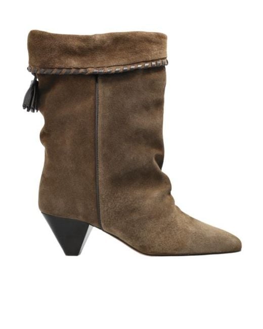 Isabel Marant Brown Pleated Ankle Boots