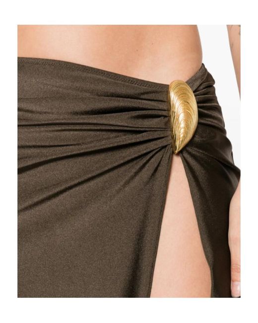 Jonathan Simkhai Brown Gathered Embellished Midi Skirt