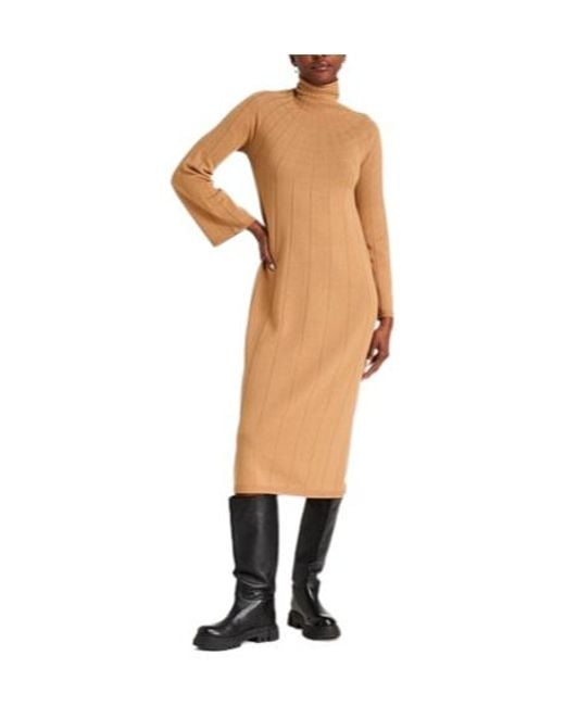 Max Mara Natural Solid-Color Wool Dress