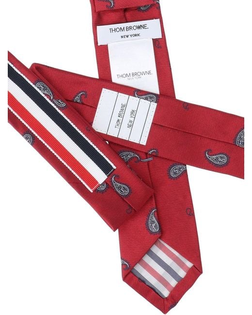 Thom Browne Red Paisley Tie for men