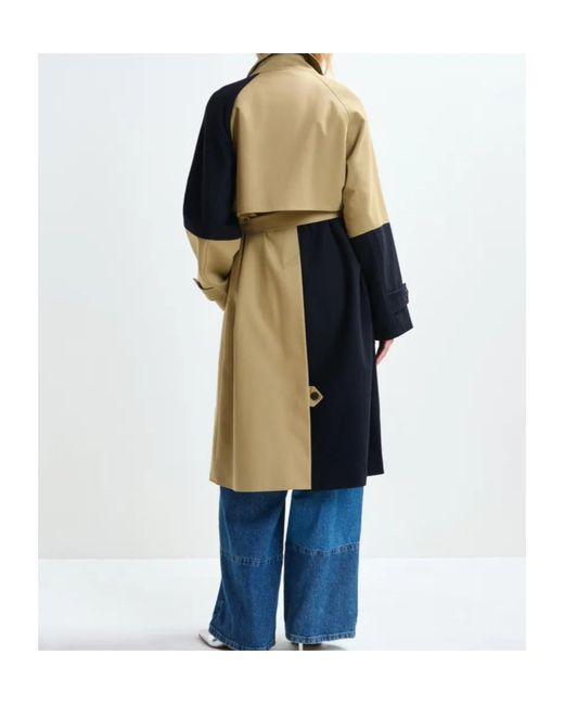 Essentiel Antwerp Blue Long-Sleeved Trench Coat
