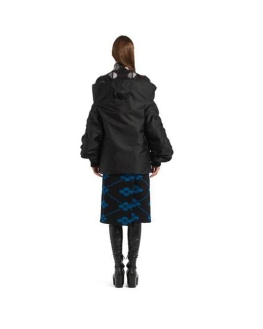 Prada Black Off-Shoulder Padded Re-Nylon Jacket