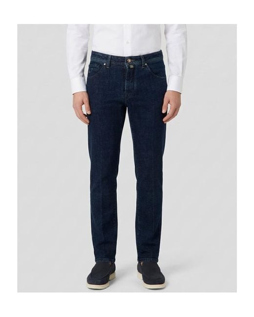 Jacob Cohen Blue Five-Pocket Cropped Jeans for men
