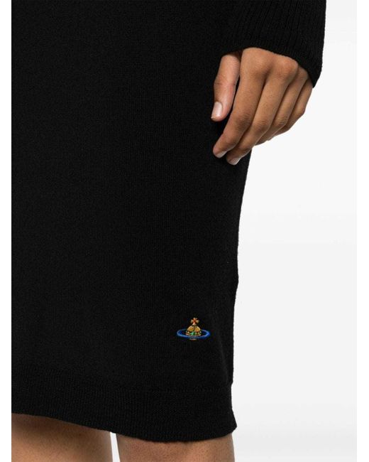 Vivienne Westwood Black Logo Embroidered Midi Skirt
