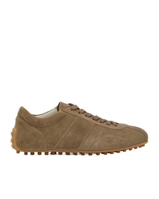 Tod's Brown Panelled Suede Sneakers
