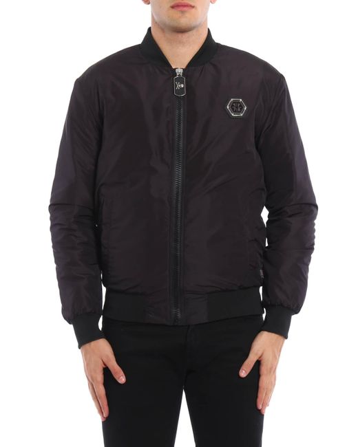 Philipp Plein Blue Logo Baseball Jacket for men
